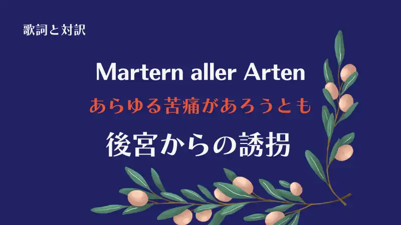 「あらゆる苦痛があろうとも」Martern aller Arten｜後宮からの誘拐